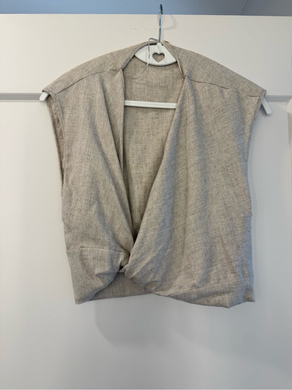 Zara Sleeveless Twist-Front Top in Light Taupe